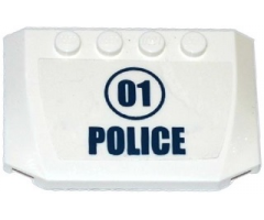 Wedge 4 x 6 x 2/3 Triple Curved with '01' in Dark Blue Circle and 'POLICE' Pattern (Sticker) - Set 60068