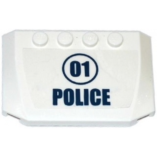 Wedge 4 x 6 x 2/3 Triple Curved with '01' in Dark Blue Circle and 'POLICE' Pattern (Sticker) - Set 60068