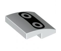 Slope, Curved 2 x 2 with Black Face, White Eyes and Black Pupils Pattern
