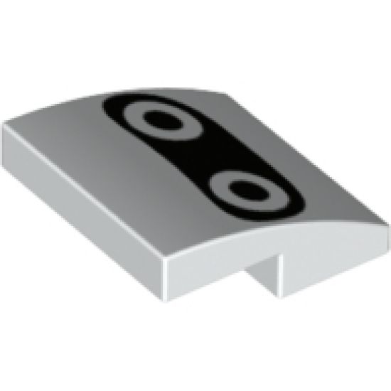 Slope, Curved 2 x 2 with Black Face, White Eyes and Black Pupils Pattern