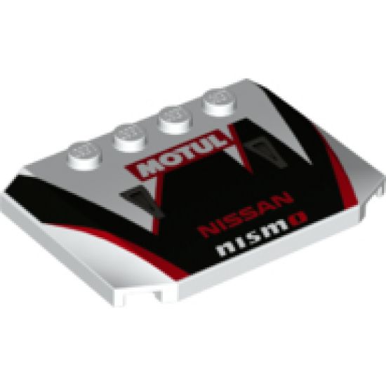 Wedge 4 x 6 x 2/3 Triple Curved with 'MOTUL' and 'NISSAN nismo' on Black and Red Car Hood Pattern