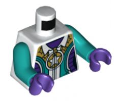Torso Female Jacket with Gold Zipper, Stars, Dark Turquoise and Dark Purple Stripes Pattern / Dark Turquoise Arms / Dark Purple Hands