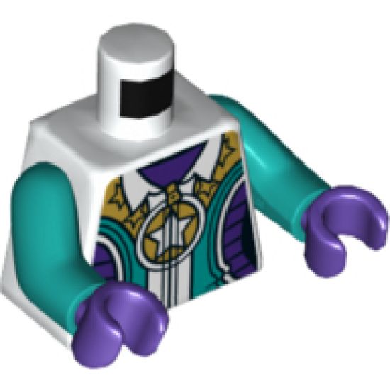 Torso Female Jacket with Gold Zipper, Stars, Dark Turquoise and Dark Purple Stripes Pattern / Dark Turquoise Arms / Dark Purple Hands