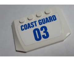 Wedge 4 x 6 x 2/3 Triple Curved with Blue 'COAST GUARD' and '03' on White Background Pattern (Sticker) - Set 60165