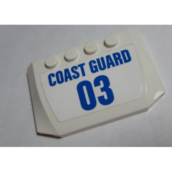 Wedge 4 x 6 x 2/3 Triple Curved with Blue 'COAST GUARD' and '03' on White Background Pattern (Sticker) - Set 60165