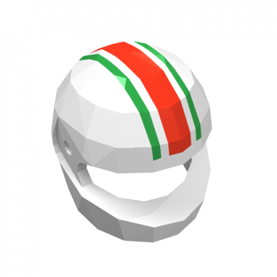 Minifigure, Headgear Helmet Motorcycle (Standard) with 1 Red and 2 Green Stripes Pattern