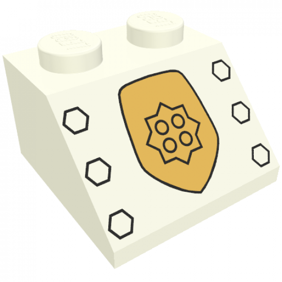 Slope 45 2 x 2 with World City Gold Police Badge and Six Knobs Pattern