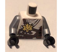 Torso Ninjago Brown Rope, Gold Medallion and Silver Undershirt Front, Scabbards on Back Pattern / Flat Silver Arms / Black Hands
