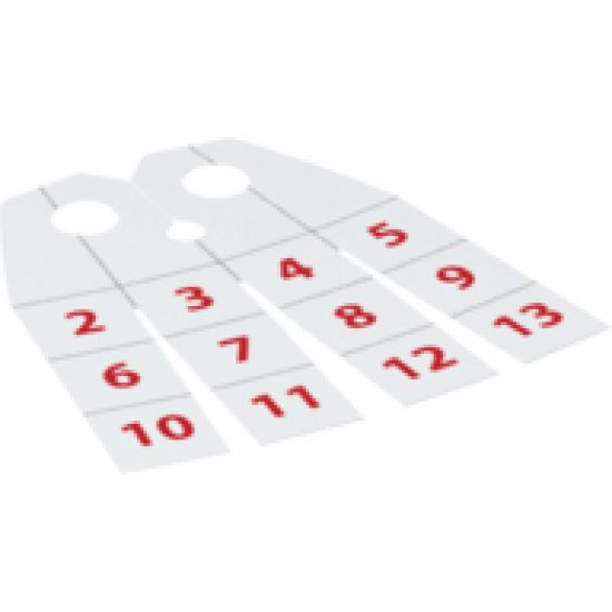 Minifigure, Body Wear Cape Cloth, 4 Rectangular Strips with Calendar Numbers Pattern