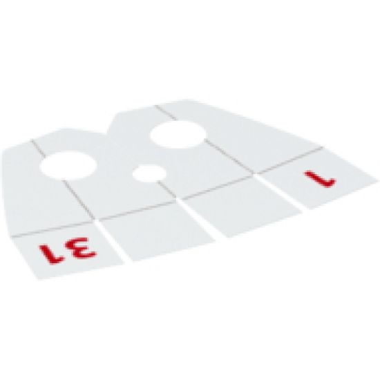 Minifigure, Body Wear Cape Cloth, Collar with 4 Square Strips with Calendar Numbers Pattern