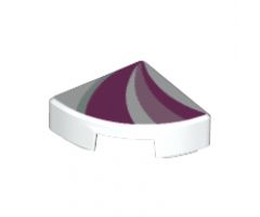 Tile, Round 1 x 1 Quarter with Bright Pink, Dark Pink, and Light Aqua Curved Stripes Pattern