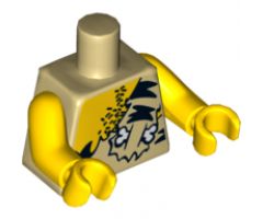 Torso Male with Chest Hair and Animal Print Top with Bone Pattern / Yellow Arms / Yellow Hands