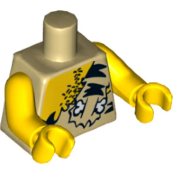 Torso Male with Chest Hair and Animal Print Top with Bone Pattern / Yellow Arms / Yellow Hands