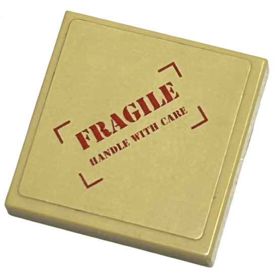 Tile 2 x 2 with 'FRAGILE HANDLE WITH CARE' Pattern (Sticker) - Sets 8196 / 8199