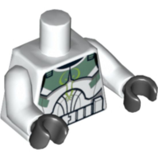 Torso SW Armor Clone Trooper with Sand Green Markings Pattern (Clone Wars) / White Arms / Black Hands
