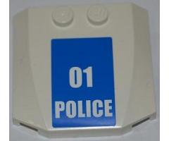 Wedge 4 x 4 x 2/3 Triple Curved with White '01 POLICE' Small Numbers on Blue Background Pattern (Sticker) - Set 7498