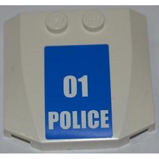 Wedge 4 x 4 x 2/3 Triple Curved with White '01 POLICE' Small Numbers on Blue Background Pattern (Sticker) - Set 7498