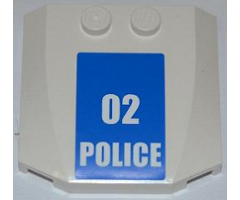 Wedge 4 x 4 x 2/3 Triple Curved with White '02 POLICE' Small Numbers on Blue Background Pattern (Sticker) - Set 7498