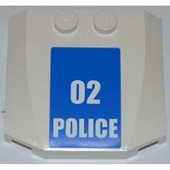 Wedge 4 x 4 x 2/3 Triple Curved with White '02 POLICE' Small Numbers on Blue Background Pattern (Sticker) - Set 7498