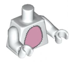 Torso Bunny Suit with Bright Pink Tummy and Tail on Reverse Pattern / White Arms / White Hands