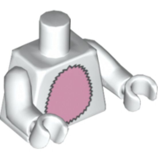 Torso Bunny Suit with Bright Pink Tummy and Tail on Reverse Pattern / White Arms / White Hands