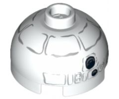 Brick, Round 2 x 2 Dome Top with Gray Lines and Coal Pieces Pattern (Snowman R2-D2)