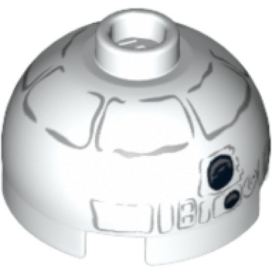 Brick, Round 2 x 2 Dome Top with Gray Lines and Coal Pieces Pattern (Snowman R2-D2)