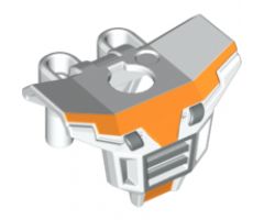 Minifigure, Body Wear Armor Space with Square Shoulder Protection with Silver Grille and Orange Markings Pattern