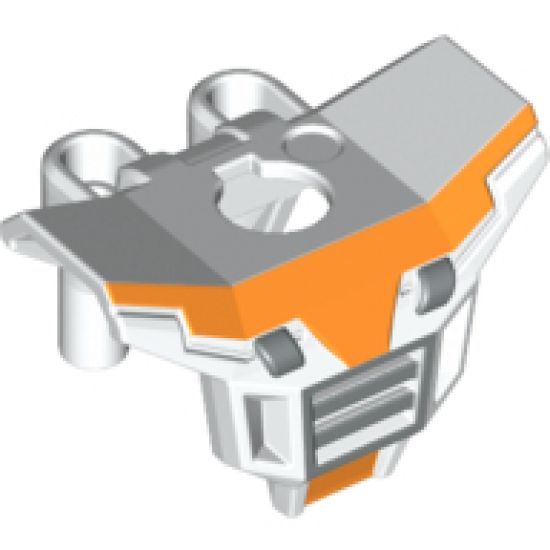Minifigure, Body Wear Armor Space with Square Shoulder Protection with Silver Grille and Orange Markings Pattern