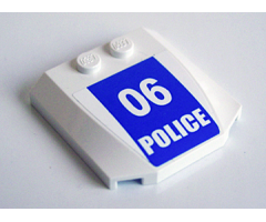 Wedge 4 x 4 x 2/3 Triple Curved with White '06 POLICE' on Blue Background Pattern (Sticker) - Set 3661