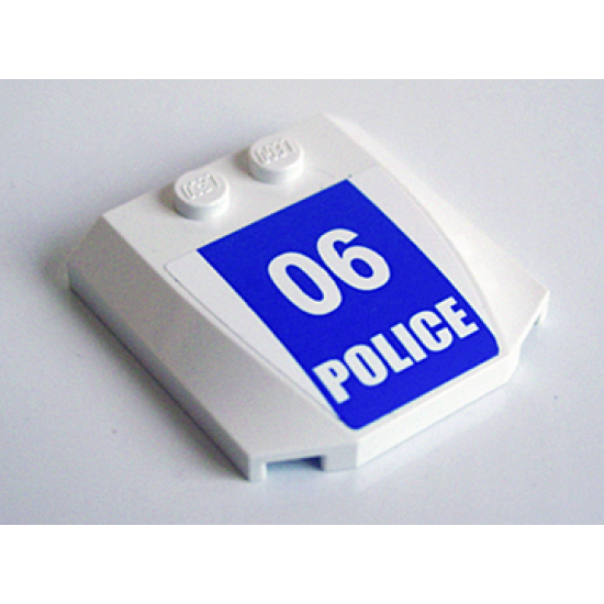 Wedge 4 x 4 x 2/3 Triple Curved with White '06 POLICE' on Blue Background Pattern (Sticker) - Set 3661