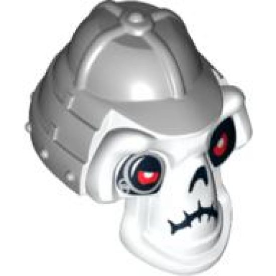Minifigure, Head, Modified Skull with Gray Helmet Pattern