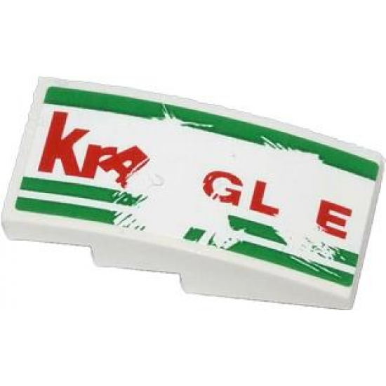 Slope, Curved 4 x 2 with 3 Worn Green Lines and Red 'krAGLE' Pattern (Sticker) - Set 70809