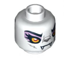 Minifigure, Head Dual Sided Alien Chima Wolf with Yellow Eyes and Lavender Eye Shadow, Closed Mouth / Open Mouth Pattern (Windra) - Hollow Stud