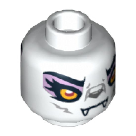 Minifigure, Head Dual Sided Alien Chima Wolf with Yellow Eyes and Lavender Eye Shadow, Closed Mouth / Open Mouth Pattern (Windra) - Hollow Stud