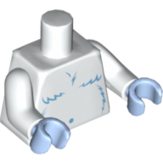 Torso Yeti with Bright Light Blue Shaggy Hair Pattern / White Arms / Bright Light Blue Hands