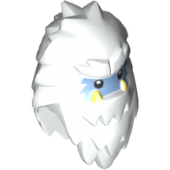 Minifigure, Head, Modified Yeti with Shaggy Hair and Bright Light Blue Face Pattern