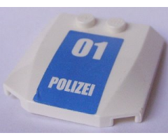 Wedge 4 x 4 x 2/3 Triple Curved with White '01 POLIZEI' on Blue Background Pattern (Sticker) - Set 7744