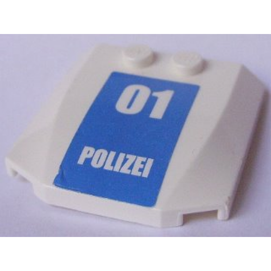 Wedge 4 x 4 x 2/3 Triple Curved with White '01 POLIZEI' on Blue Background Pattern (Sticker) - Set 7744