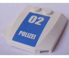 Wedge 4 x 4 x 2/3 Triple Curved with White '02 POLIZEI' on Blue Background Pattern (Sticker) - Set 7744