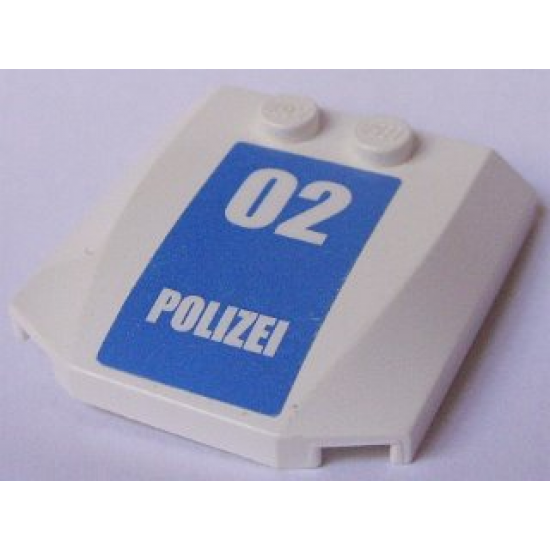 Wedge 4 x 4 x 2/3 Triple Curved with White '02 POLIZEI' on Blue Background Pattern (Sticker) - Set 7744