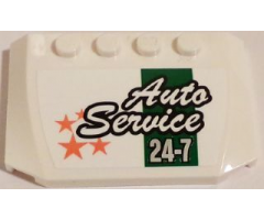 Wedge 4 x 6 x 2/3 Triple Curved with 'Auto Service 24-7' and Orange Stars on White Background Pattern (Sticker) - Set 60081