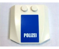 Wedge 4 x 4 x 2/3 Triple Curved with 'POLIZEI' White on Blue Pattern (Sticker) - Set 7741