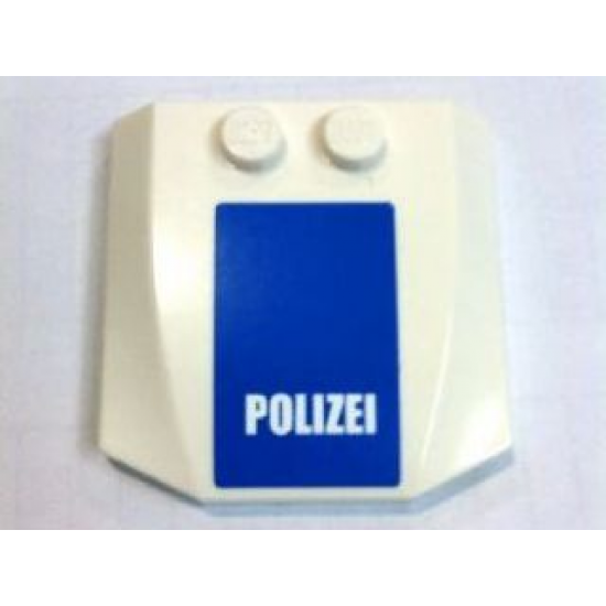 Wedge 4 x 4 x 2/3 Triple Curved with 'POLIZEI' White on Blue Pattern (Sticker) - Set 7741