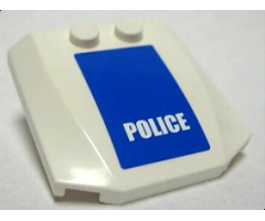 Wedge 4 x 4 x 2/3 Triple Curved with White 'POLICE' on Blue Background Pattern (Sticker) - Set 7741