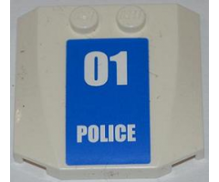 Wedge 4 x 4 x 2/3 Triple Curved with White '01 POLICE' on Blue Background Pattern (Sticker) - Set 7744