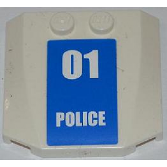 Wedge 4 x 4 x 2/3 Triple Curved with White '01 POLICE' on Blue Background Pattern (Sticker) - Set 7744