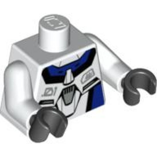 Torso Exo-Force Blue Panels with Black Edges with Dark Gray Badge Pattern / White Arms / Black Hands