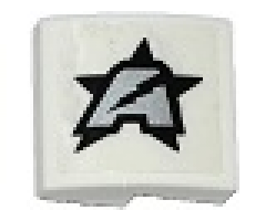 Slope, Curved 2 x 2 with Silver Letter A on Black Star Ultra Agents Logo Pattern Model Right (Sticker) - Sets 70162 / 70170