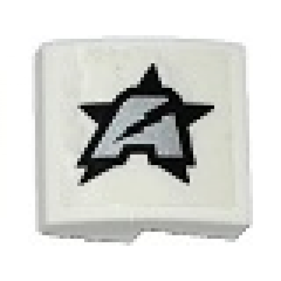 Slope, Curved 2 x 2 with Silver Letter A on Black Star Ultra Agents Logo Pattern Model Right (Sticker) - Sets 70162 / 70170